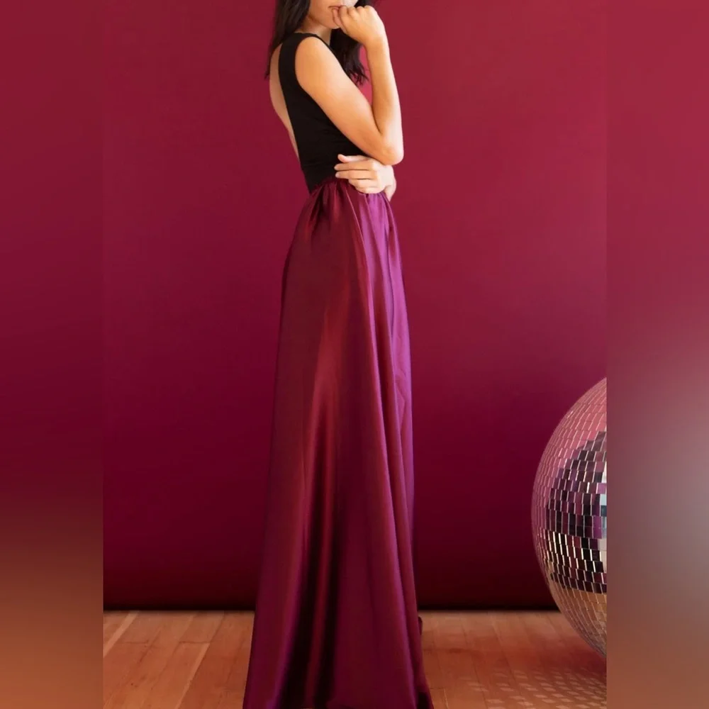 Anthropologie $298 Ripley Rader Magenta Pink Satin Ashley Formal Dress Maxi Gown